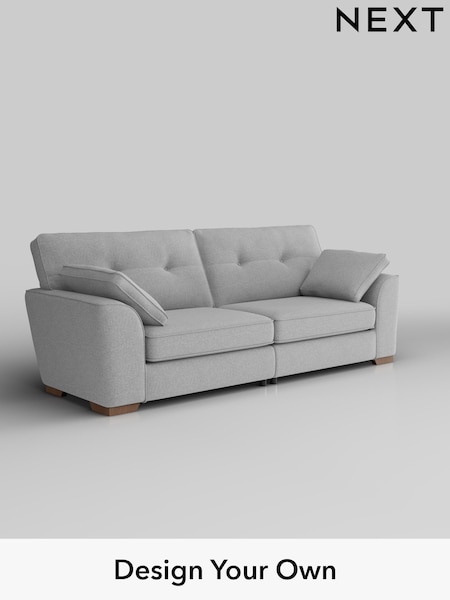 Tweedy Blend Easy Clean/Light Silver Grey Stamford Buttoned Back (H36421) | £1,275