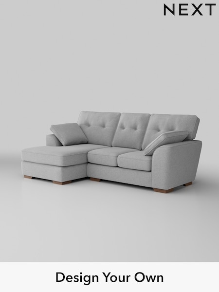 Tweedy Blend Easy Clean/Light Silver Grey Stamford Buttoned Back (H36421) | £1,625