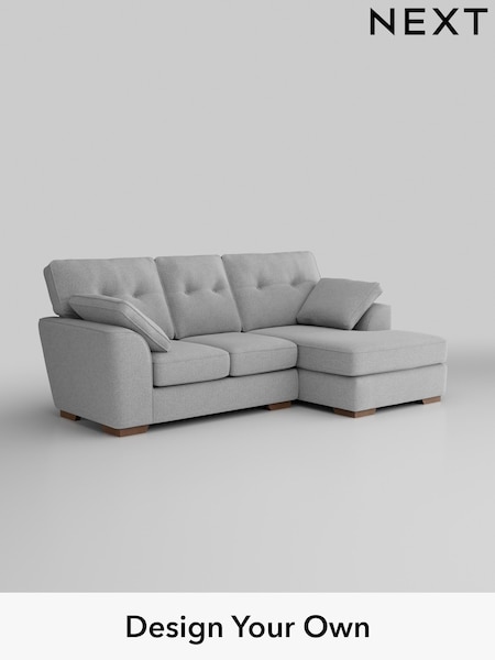 Tweedy Blend Easy Clean/Light Silver Grey Stamford Buttoned Back (H36421) | £1,625