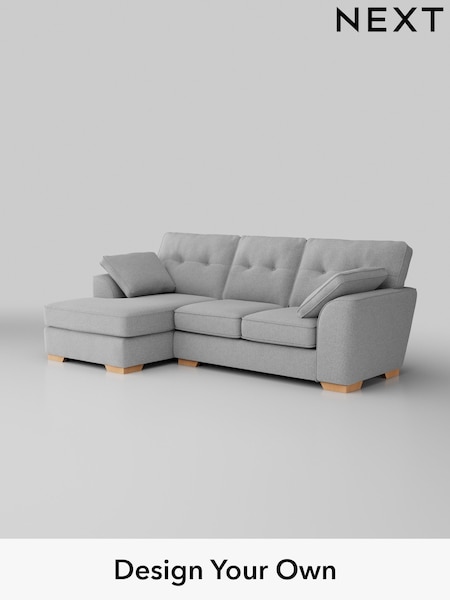 Tweedy Blend Easy Clean/Light Silver Grey Stamford Buttoned Back (H36421) | £1,725