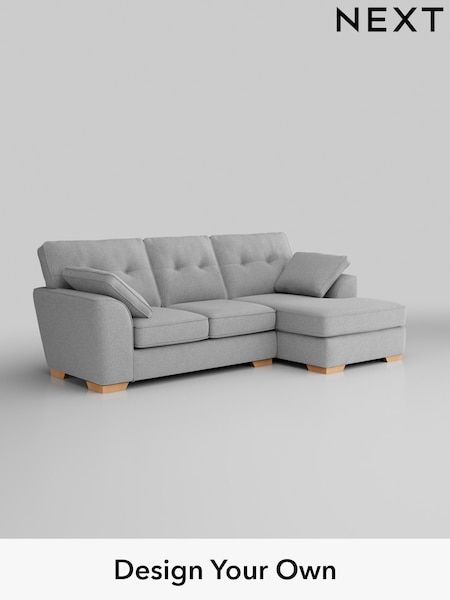 Tweedy Blend Easy Clean/Light Silver Grey Stamford Buttoned Back (H36421) | £1,725