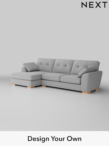 Tweedy Blend Easy Clean/Light Silver Grey Stamford Buttoned Back (H36421) | £1,875