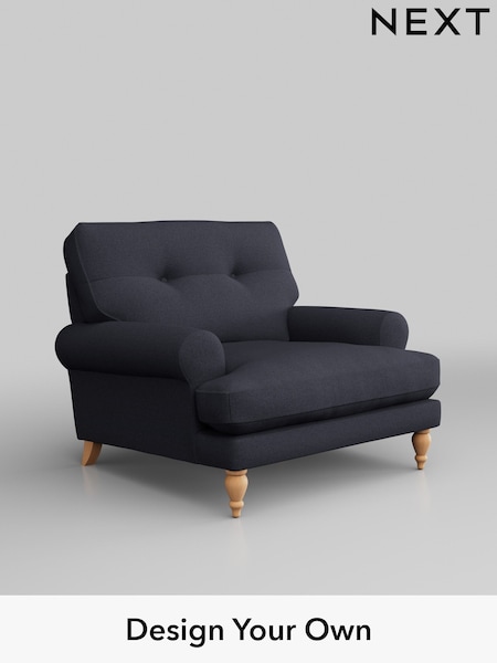 Tweedy Blend Easy Clean/Dark Slate Blue Erin Buttoned Back Deep Relaxed Sit (H36435) | £825