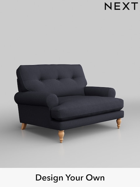 Tweedy Blend Easy Clean/Dark Slate Blue Erin Buttoned Back Deep Relaxed Sit (H36435) | £925
