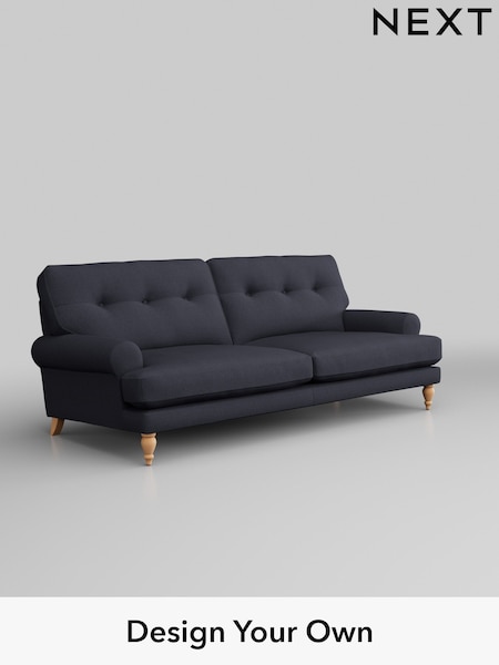Tweedy Blend Easy Clean/Dark Slate Blue Erin Buttoned Back Deep Relaxed Sit (H36435) | £1,325