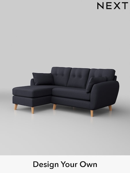 Tweedy Blend Easy Clean/Dark Slate Blue Wilson Buttoned Back (H36477) | £1,450