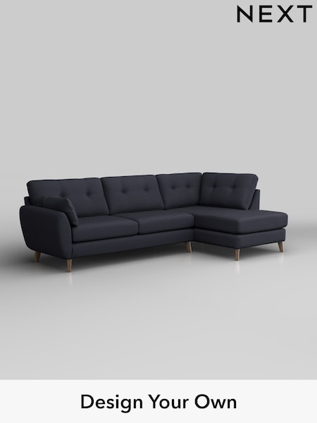 Tweedy Blend Easy Clean/Dark Slate Blue Wilson Buttoned Back (H36477) | £1,650