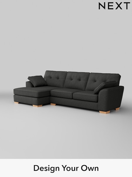 Tweedy Blend Easy Clean/Charcoal Grey Stamford Buttoned Back (H36482) | £1,875