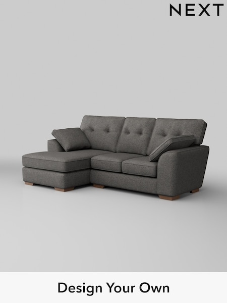 Tweedy Blend Easy Clean/Dark Grey Stamford Buttoned Back (H36488) | £1,625
