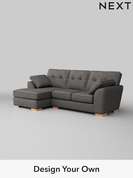 Tweedy Blend Easy Clean/Dark Grey Stamford Buttoned Back (H36488) | £1,725