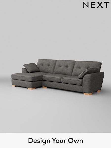 Tweedy Blend Easy Clean/Dark Grey Stamford Buttoned Back (H36488) | £1,875