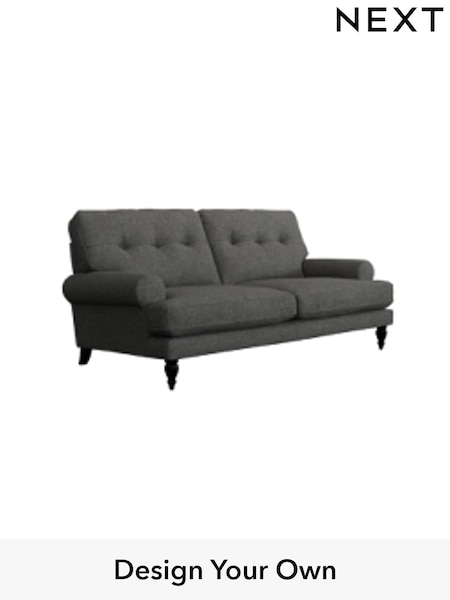 Tweedy Blend Easy Clean/Charcoal Grey Erin Buttoned Back Deep Sit (H36514) | £1,175