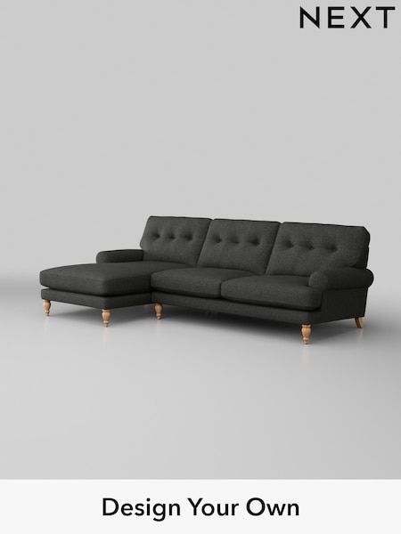 Tweedy Blend Easy Clean/Charcoal Grey Erin Buttoned Back Deep Sit (H36514) | £1,850