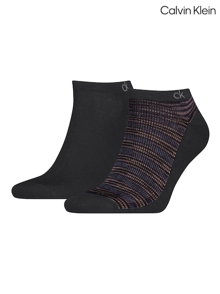 Calvin Klein Black Mens Sneaker Socks 2 Pack with Reinforced Heel and Toe Combed (H36579) | £13