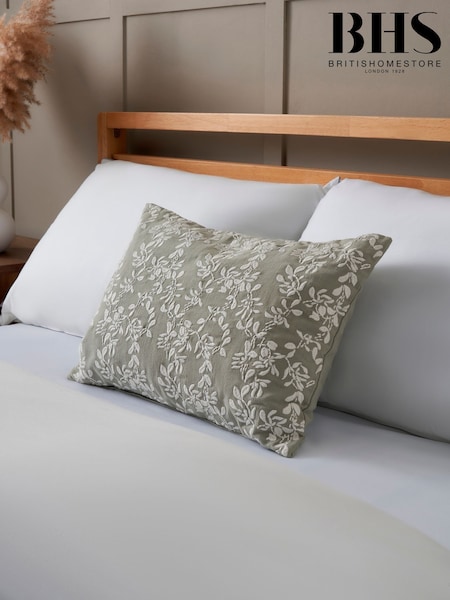 BHS Sage Green Rustic Floral Print Cushion (H36586) | £18