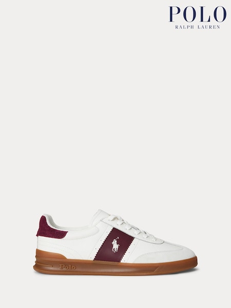 Polo Ralph Lauren Cream Black Heritage Aera PP Leather Trainers (H36706) | £120