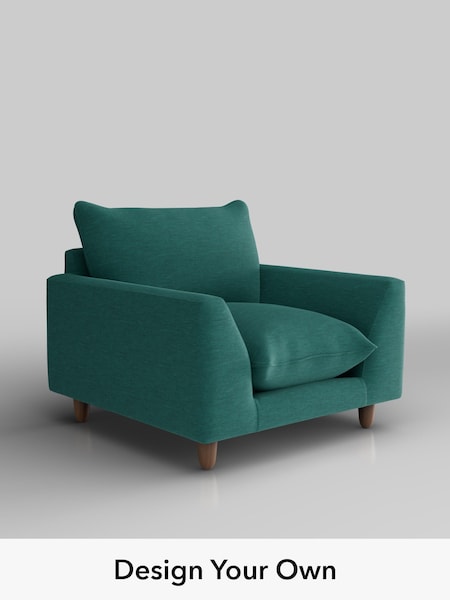 Fine Chenille Easy Clean/Dark Juniper Green Noa Deep Relaxed Sit (H36805) | £875