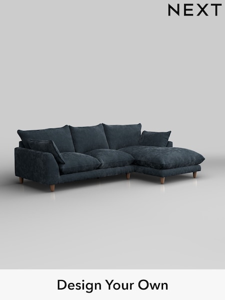 Distressed Velour/Midnight Blue Noa Deep Relaxed Sit (H36807) | £1,875