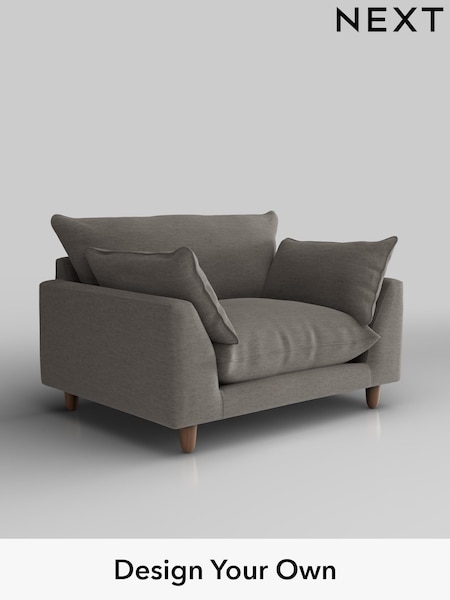 Fine Chenille Easy Clean/Dark Smoke Grey Noa Deep Relaxed Sit (H36813) | £975