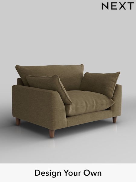 Fine Chenille Easy Clean/Dark Moss Green Noa Deep Relaxed Sit (H36818) | £975