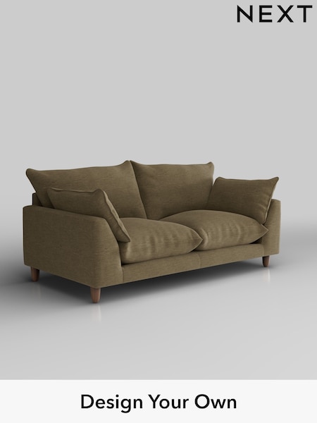 Fine Chenille Easy Clean/Dark Moss Green Noa Deep Relaxed Sit (H36818) | £1,175