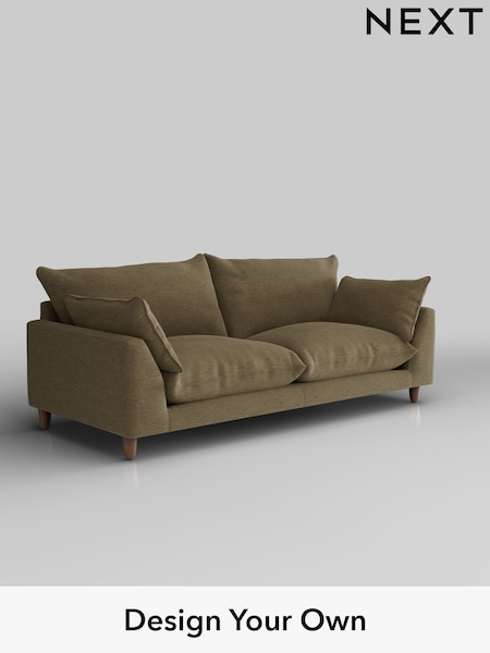 Fine Chenille Easy Clean/Dark Moss Green Noa Deep Relaxed Sit (H36818) | £1,275
