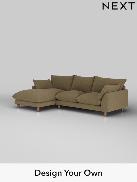 Fine Chenille Easy Clean/Dark Moss Green Noa Deep Relaxed Sit (H36818) | £1,875