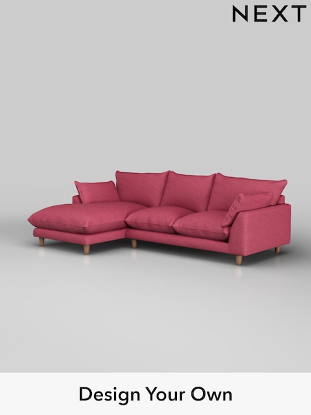 Fine Chenille Easy Clean/Mid Raspberry Pink Noa Deep Relaxed Sit (H36851) | £1,875