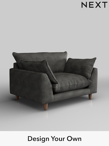 Monza Faux Leather Easy Clean/Dark Grey Noa Deep Relaxed Sit (H36878) | £975
