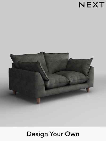 Monza Faux Leather Easy Clean/Dark Grey Noa Deep Relaxed Sit (H36878) | £1,075