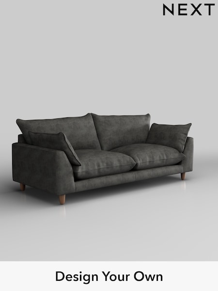 Monza Faux Leather Easy Clean/Dark Grey Noa Deep Relaxed Sit (H36878) | £1,275