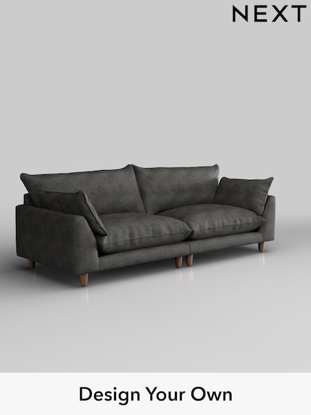 Monza Faux Leather Easy Clean/Dark Grey Noa Deep Relaxed Sit (H36878) | £1,375