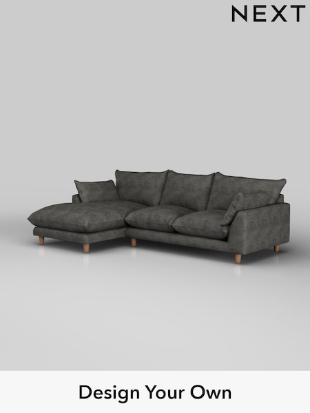 Monza Faux Leather Easy Clean/Dark Grey Noa Deep Relaxed Sit (H36878) | £1,875