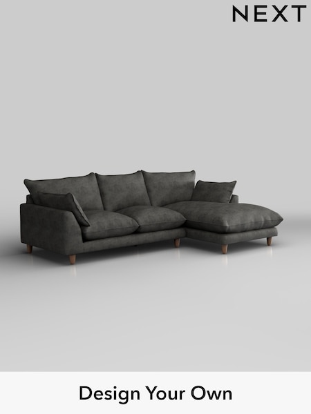 Monza Faux Leather Easy Clean/Dark Grey Noa Deep Relaxed Sit (H36878) | £1,875