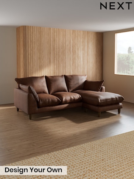 Monza Faux Leather Easy Clean/Chestnut Brown - Noa Deep Relaxed Sit