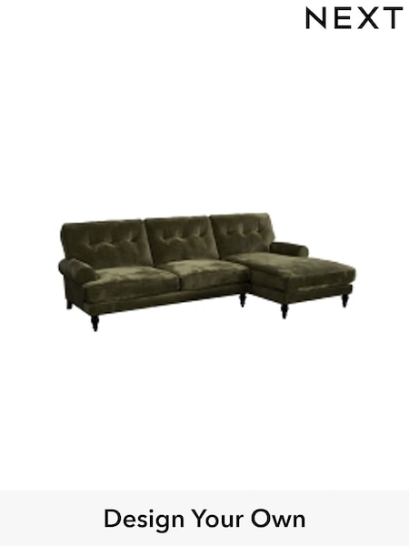 Plush Chenille/Moss Green Erin Buttoned Back Deep Sit (H36927) | £1,975