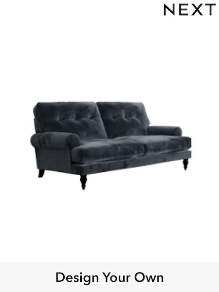 Plush Chenille/Slate Blue Erin Buttoned Back Deep Sit (H36968) | £1,275