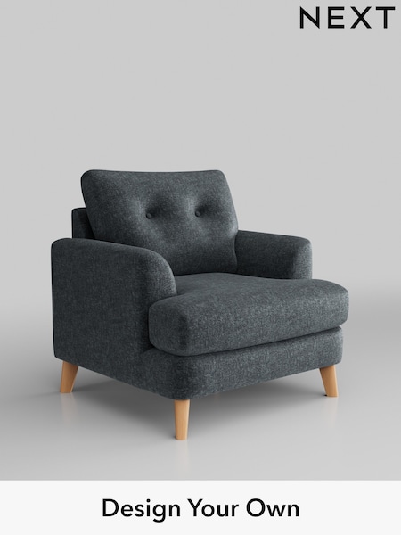 Plush Chenille/Slate Blue Parker Buttoned Back (H36982) | £925