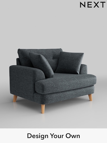 Plush Chenille/Slate Blue Parker Buttoned Back (H36982) | £1,025
