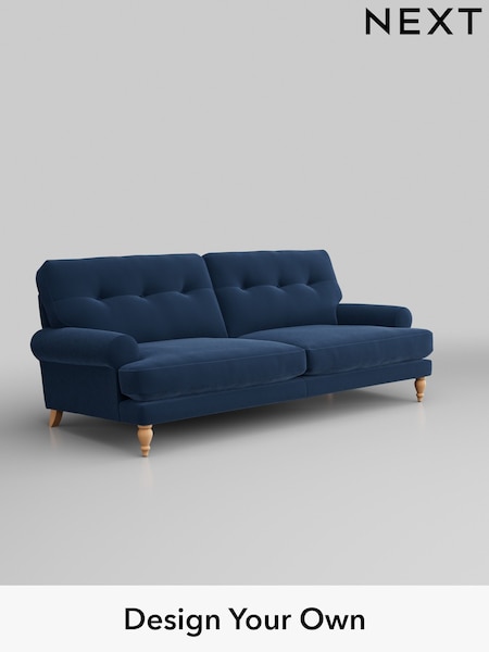 Plush Velvet Easy Clean/Airforce Blue Erin Buttoned Back Deep Sit (H36990) | £1,375