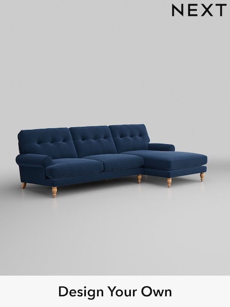 Plush Velvet Easy Clean/Airforce Blue Erin Buttoned Back Deep Sit (H36990) | £1,975