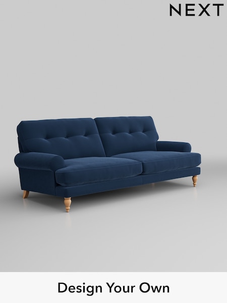 Plush Velvet Easy Clean/Airforce Blue Erin Buttoned Back Deep Relaxed Sit (H36993) | £1,425