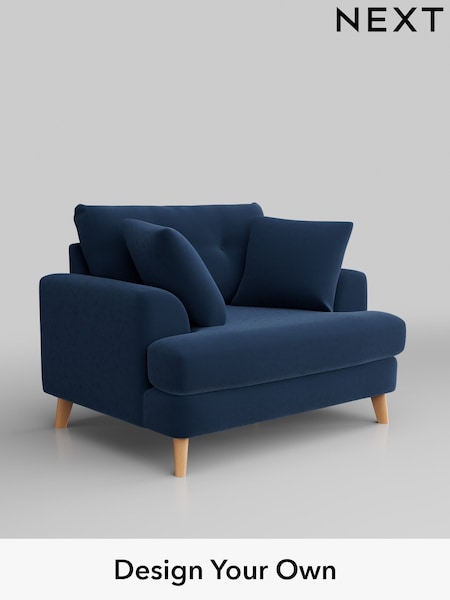 Plush Velvet Easy Clean/Airforce Blue Parker Buttoned Back (H36996) | £1,025