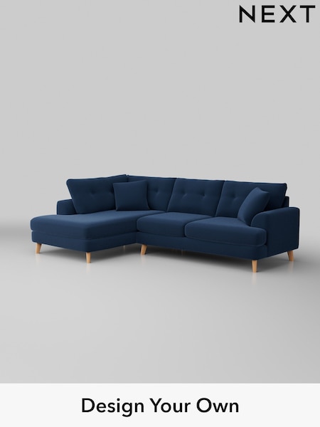 Plush Velvet Easy Clean/Airforce Blue Parker Buttoned Back (H36996) | £2,325