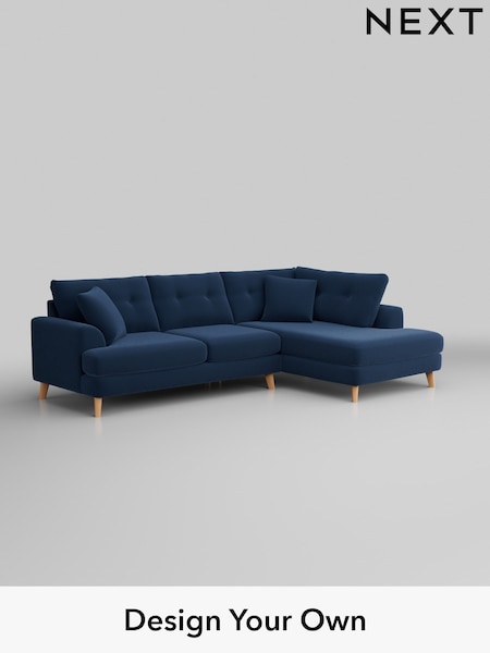Plush Velvet Easy Clean/Airforce Blue Parker Buttoned Back (H36996) | £2,325