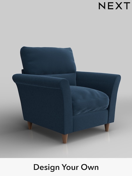 Plush Velvet Easy Clean/Airforce Blue Hartley Highback Relaxed Sit (H36999) | £875