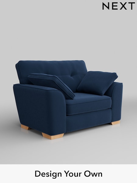 Plush Velvet Easy Clean/Airforce Blue Stamford Buttoned Back (H37001) | £899