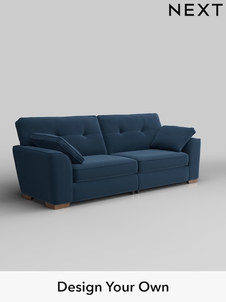 Plush Velvet Easy Clean/Airforce Blue Stamford Buttoned Back (H37001) | £1,399