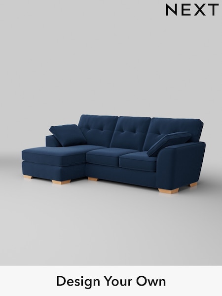 Plush Velvet Easy Clean/Airforce Blue Stamford Buttoned Back (H37001) | £1,875