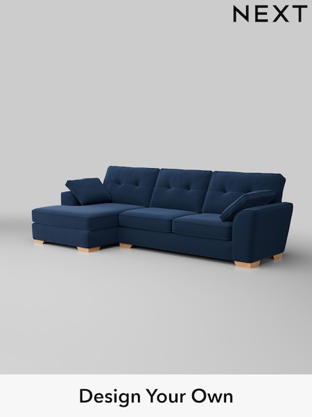 Plush Velvet Easy Clean/Airforce Blue Stamford Buttoned Back (H37001) | £2,025